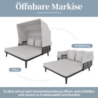 Muebles de Jardín Para 2 personas, sillas de Playa, tumbonas de Jardín, tumbonas, Toldo retrácthil, Estructura de Maple galvanizado, cojines de 10 cm de grosor, Cuerda Tejida a mano - details 1