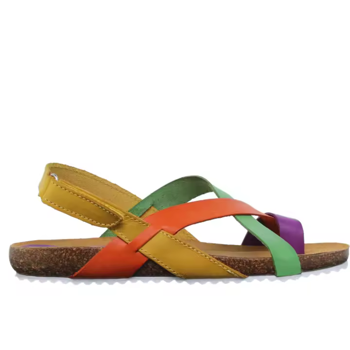 Sandalia plana mujer piel multicolor - Blusandal - Fabricadas en España - 1