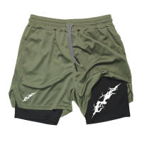 Shorts Deportivos De 2 En 1 Para Hombre Con Bolsillo Para Teléfono Y Anillo De Toalla Estampado Gráfico Performance Gimnasio Running Activewear - details 19
