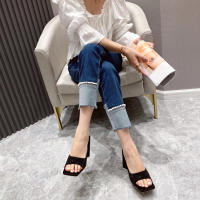 Zapatillas De Mujer Eilyken Verano Con Tacón Alto Y Diamantes Triangulares Zapatos De Baile Modernos De PU Para Fiestas - details 7