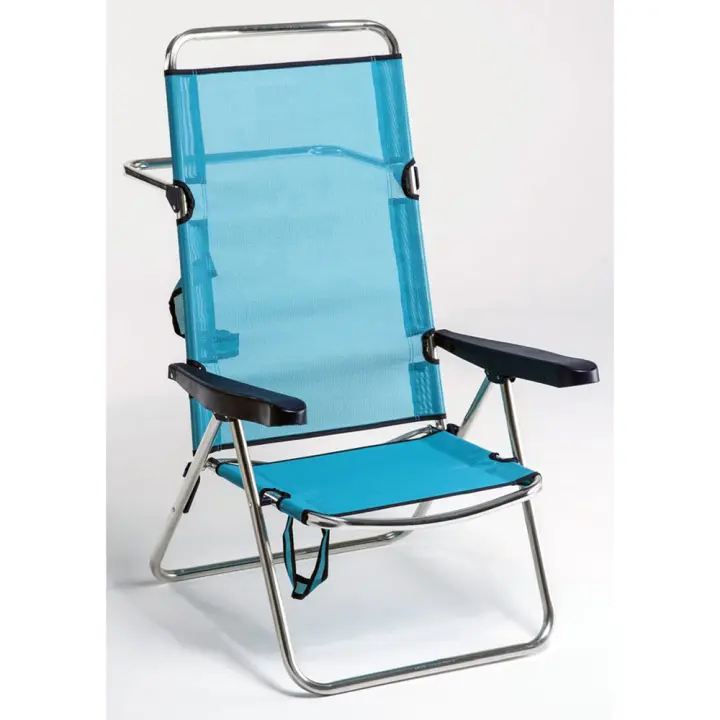 Alco - Silla de Playa Multiposición con Asas - Respaldo Alto - Azul - 1