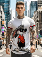 Camiseta De Conejo De Dibujo Animado Personalizado Para Hombres Con Estilo Callejero Mangas Cortas Y Tela Rápida Secado Cómoda Transpirable Y De Wicking De Humedad Para Viajes - details 3