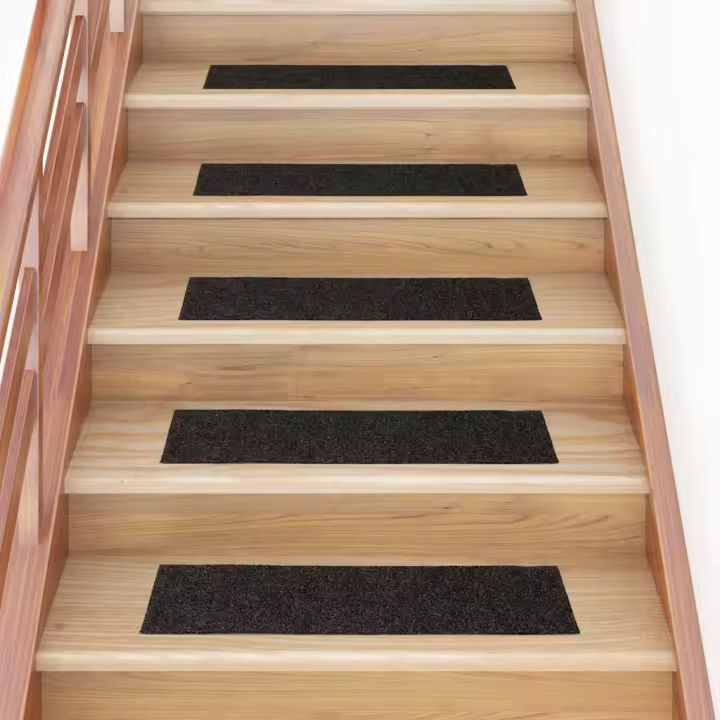 vidaXL Alfombrillas escaleras autoadhesivas 30uds marrón 76x20 cm - 1