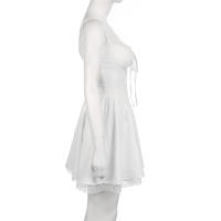 Vestido Mini A-Line De Encaje IAMHOTTY Blanco Sin Mangas Estilo Coquette Elegante Y Dulce Para Fiesta Y Vacaciones Traje De Corset Con Panel De Encaje - details 19