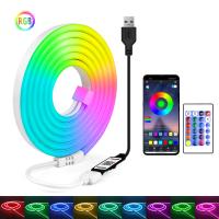 Tira De Luces LED RGB Bluetooth 5V USB Para Decoración De Habitaciones Y Fiestas Control Remoto Y App Sincronización Con Música Luz Neón De Tira De Neón Para Iluminación De Ambientes - details 9