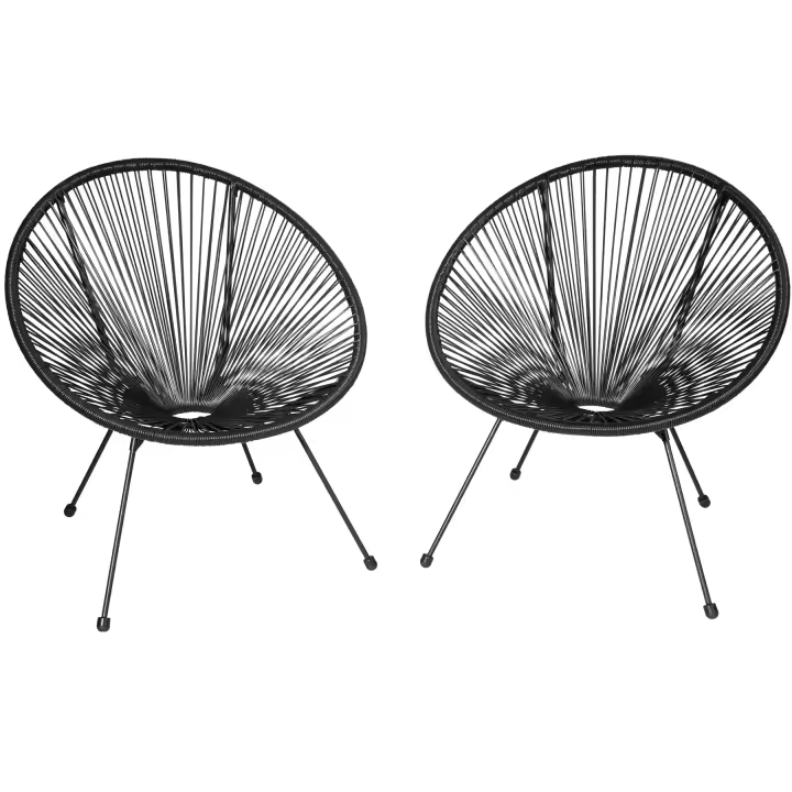 Tectake - Conjunto de 2 sillas retro SANTANA de estilo acapulco, Conjunto de sillas cómodas y atractivas de estilo retro, Hilos elásticos de polietileno, Estructura estable y robusta de acero - 1