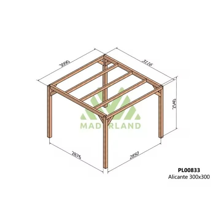 Pérgola de Madera Laminada Alicante (Maderland) - Gardeneas - 1