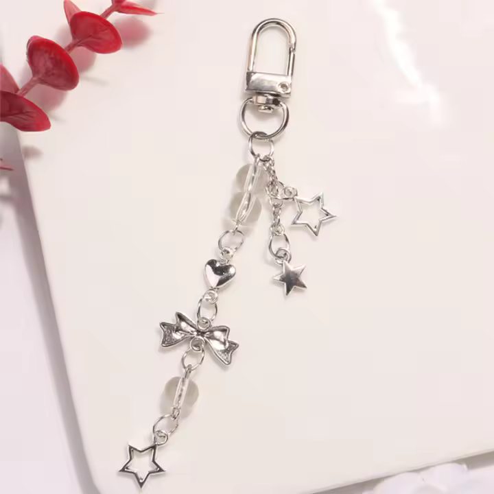 Llavero De Teléfono Gótico Y2K Con Corazón Y Estrella Para Mujeres Y Niñas Accesorio Lindo De Cadenilla De Bolso Kawaii Material Plástico Y Aleación De Zinc - 1