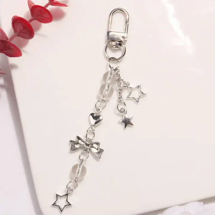 Llavero De Teléfono Gótico Y2K Con Corazón Y Estrella Para Mujeres Y Niñas Accesorio Lindo De Cadenilla De Bolso Kawaii Material Plástico Y Aleación De Zinc - 1