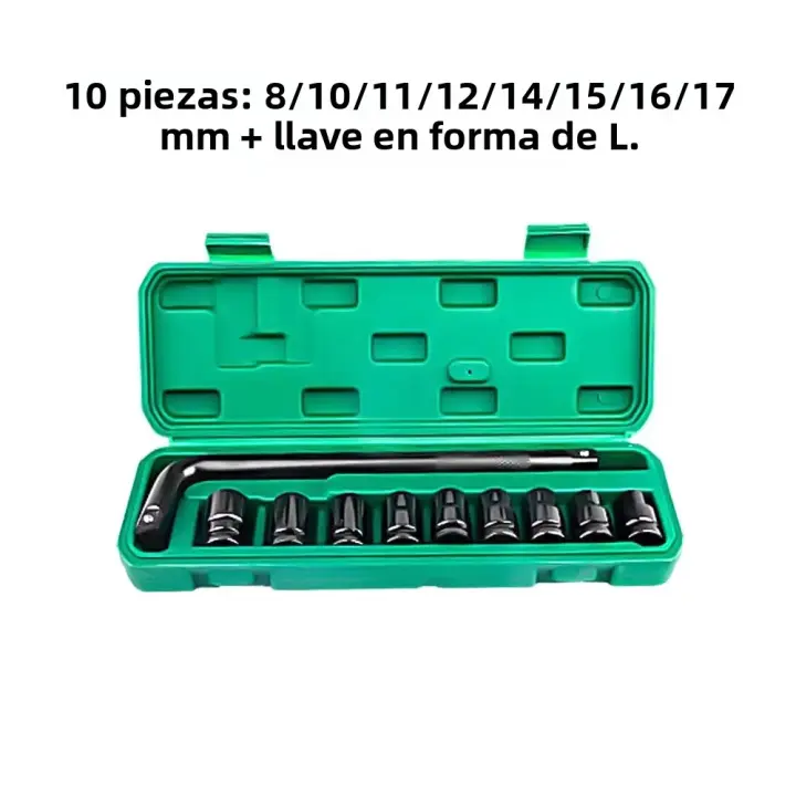 Juego De 10 Piezas De Llaves De Impacto Métricas 1/2" Universal Juego De Llaves Profundas Para Herramientas De Aire Y Palancas - 1