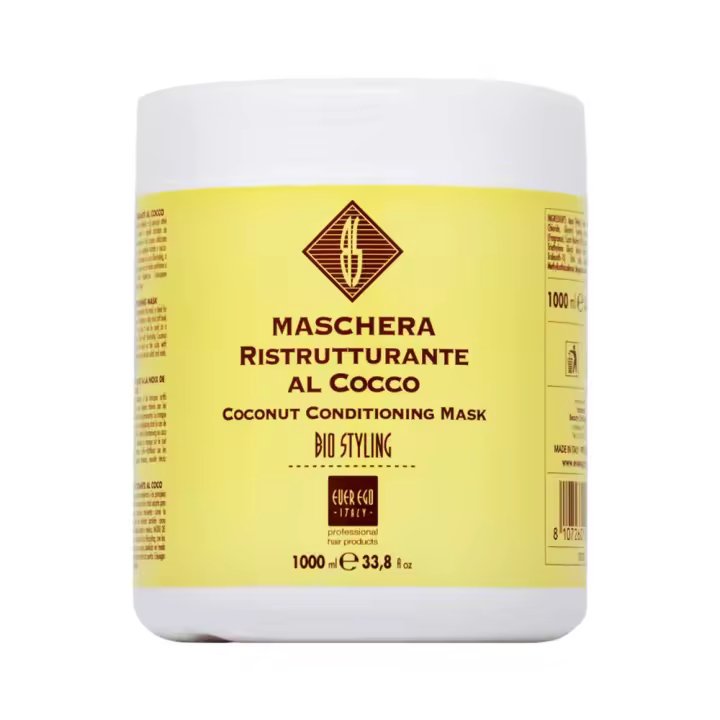 Ever Ego Italy Mascarilla Reestructurante de Coco – Nutrición, Suavidad y Volumen sin Engrasar | 1000/300 ml - 1