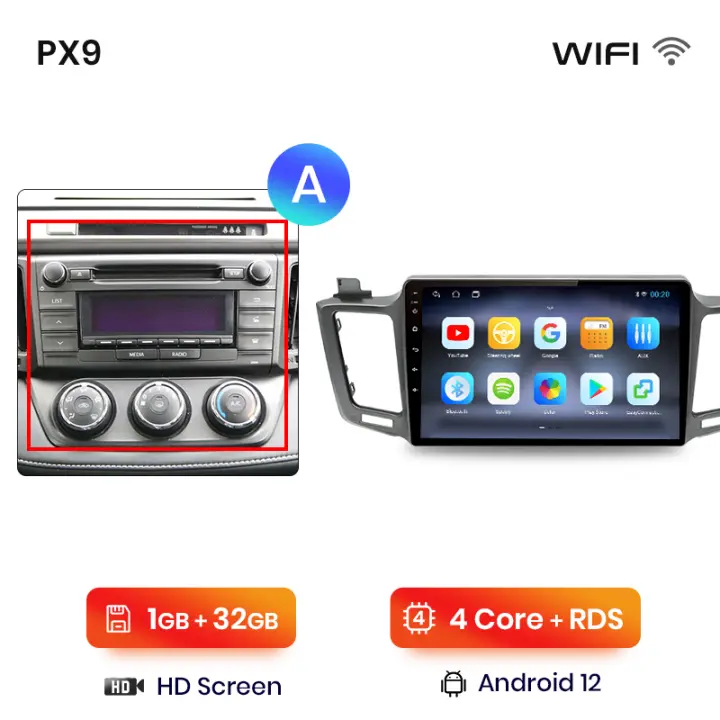 AWESAFE inalámbrico CarPlay Android Auto Radio para Toyota RAV4 RAV 4 2013 2014 2015 2016 2017 2018 coche reproductor multimedia GPS 2 din autoradio volante controles RDS Bluetooth - 1