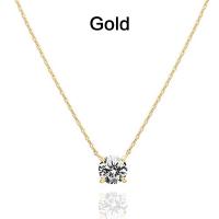 Collar De Lujo Diamante Solitario De 1.5 Carrats (7.3mm) Para Mujer Platinado En Oro Cubic Zirconia Collar Elegante Y Delgado - details 5