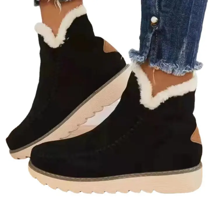 SP Botas de Nieve nuevas de invierno de gran tamaño, Suela Gruesa Plana Y, además de Zapatos de Algodón De Tubo Bajo y cálidos de terciopelo, BOTAS Cortas de gran tamaño. - 1