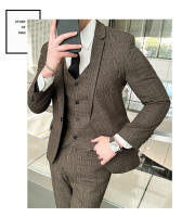 Traje De Tres Piezas Para Hombre Estilo Coreano Moda Ajustada Formal Boda Elegante Conjunto Chaqueta Pantalón Cuello Redondo - details 18