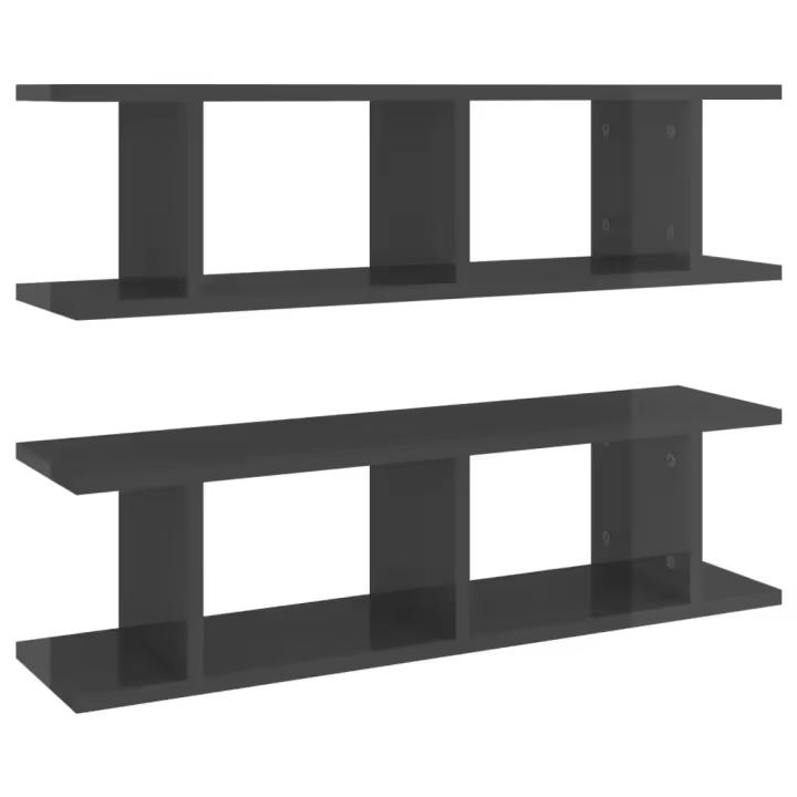 vidaXL Estantes de pared 2 uds contrachapada 75x18x20 cm Blanco, Negro, Gris Mueble Almacenaje Estantería para Oficina, Estudio, Dormitorio Estantería/Librería/ mueble de Almacenamiento - 1