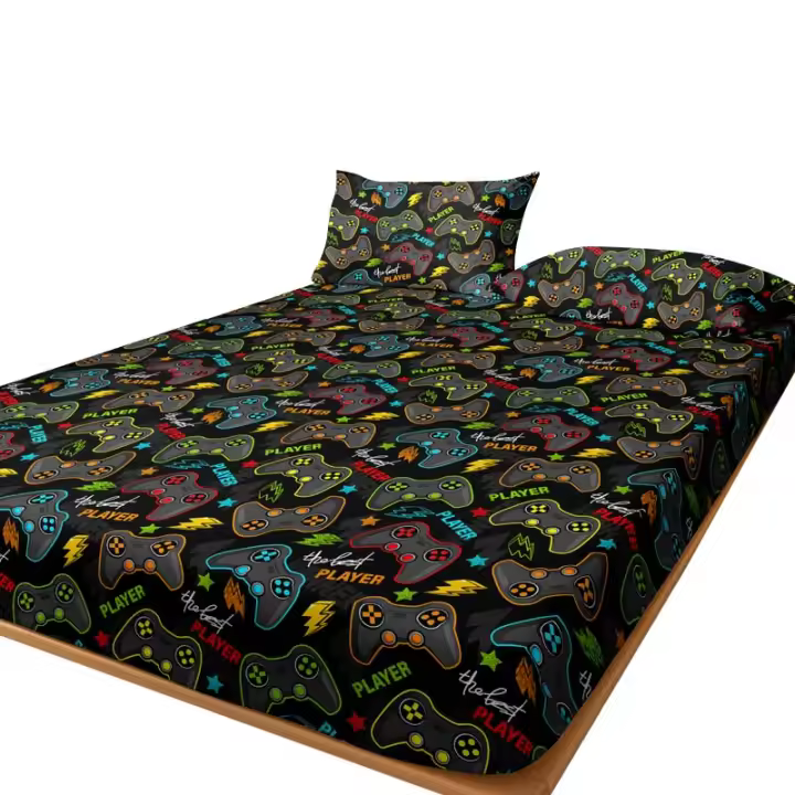Sábana Ajustable De Tela Mate Con Diseño Cartoon Divertido Para Cama Sin Incluir Fundas De Almohada Material De Poliéster 100% - 1