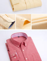Camisa De Oxford Para Hombre Algodón Antirroto Sin Planchar Estilo Casual Ajustada Para Negocios Y Sociales Con Solapas Y Manga Larga - details 15