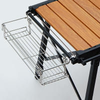 Bandeja De Almacenamiento Para Mesa De Camping Con Soporte Lateral Y Agujeros Para Drenaje En Acero Inoxidable 201 Para Picnics Al Aire Libre Y Viajes - details 3