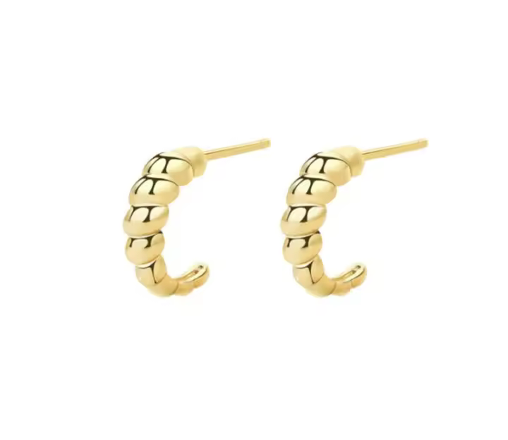 Pendientes Abiertos Tipo Aro en Espiral, Dorados, 4x12 mm, Ref: CHP169PENP03D - 1