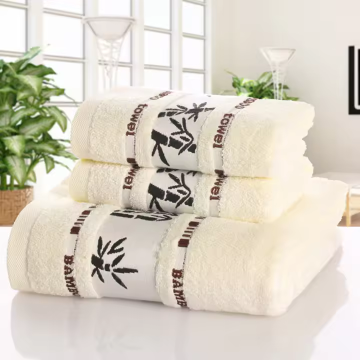 Juego de Toallas de 3 Piezas, Fibra de Bambú, Algodón, Antibacterian, Desodorante, Suave y absorbente - 1