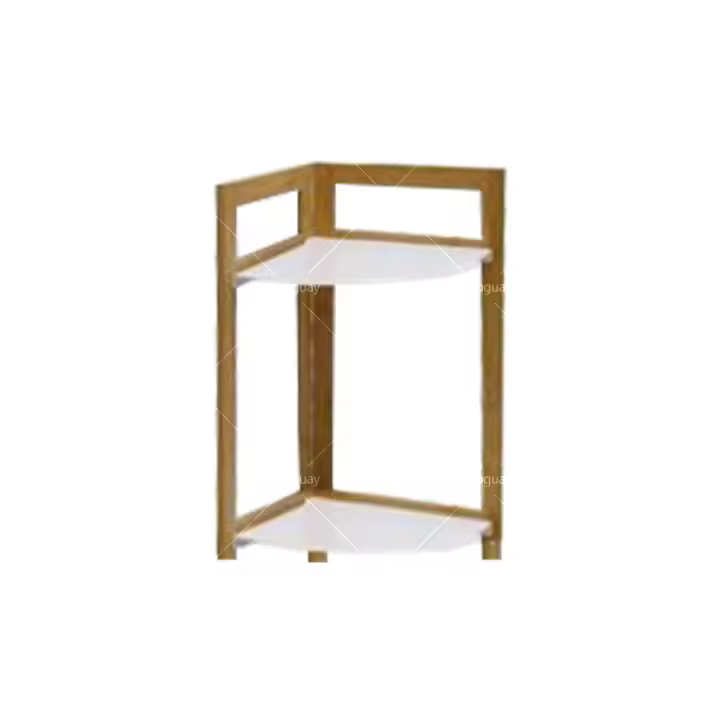 Trípode de madera de dos niveles para uso en el baño para colocar artículos de tocador. - 1