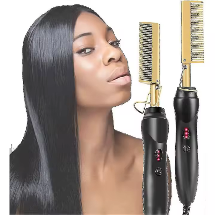 Alisadores de Peine Caliente, enderezadora de pelo Eléctrico para Cabello Afro Gruesto, Peluca, Barba, Caliente anti-escaldado portátil curling1pc - 1