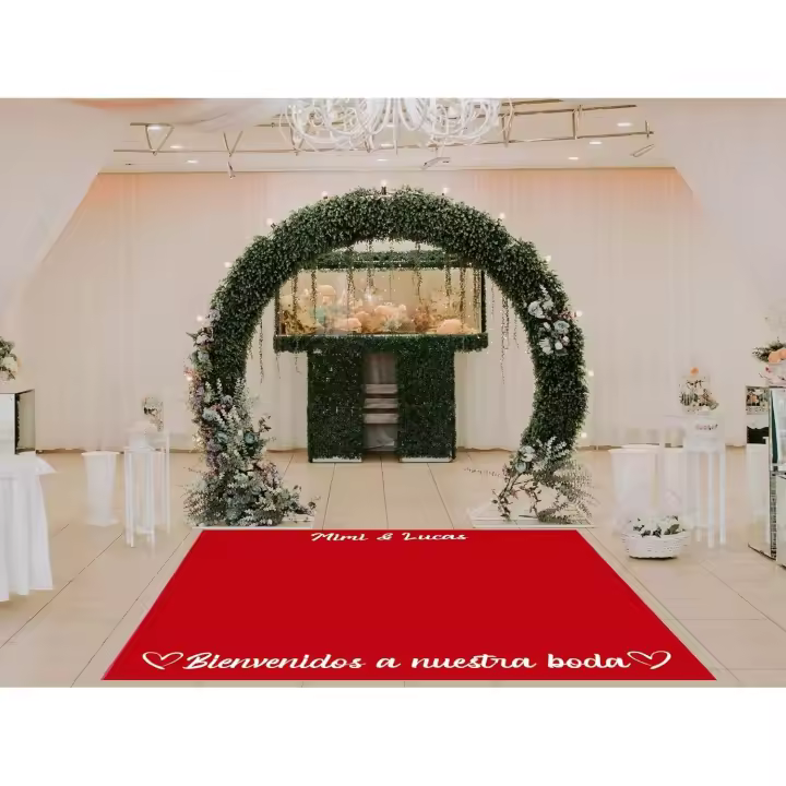 Oedim Alfombra Personalizada Roja con el Texto: Bienvenidos a Nuestra Boda para Bodas PVC  100 x 100 cm  Enviar Personalización a lucasgarcia@oedim.com Moqueta PVC  Suelo vinílico  Decoración del Hogar  Suelo Sintasol - 1