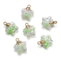 10Pcs Bolas De Sándwich Luminoso 17x19mm Estrella De Cinco Puntos Encantos Colgantes Para Collar Y Aretes Hechos De Vidrio Para Creación De Joyería DIY - details 5