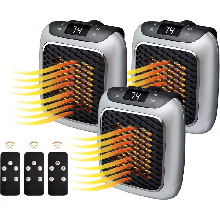 Convector de estufa eléctrica de baño, estufa eléctrica silenciosa y económica con ventilador, estufa eléctrica montada en la pared para pared, calentador de ventilador interior pequeño para invernadero 220 V, calentador infrarrojo (UE, 3 piezas) - 1