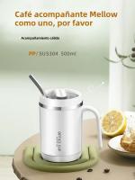 Taza De Café De 500ML Con Asa Y Tapa Acero Inoxidable 304 Taza De Leche Para Desayuno Con Acabado Ecológico Para Oficina Y Estudio - details 0
