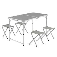 LILI HOME Conjunto de Mesa + 4 Taburetes de Camping Plegables – Aluminio Altura Ajustable 🔹 Dimensiones abiertas: 120 cm (largo) x 60 cm (ancho)  🔹 Altura regulable en 3 posiciones: ▪️ 55 cm ▪️ 62 cm ▪️ 70 cm. ✨ Práctica, ligera y resistente. Todo lo qu - details 2