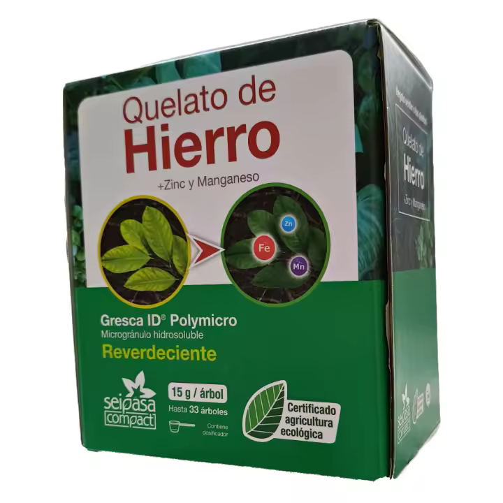 Quelato de hierro con zinc y magnesio Microgranulado hidrosoluble. Apto en agricultura ecológica. Previene y corrige el amarillamiento de las hojas Disponible en 30gr o 500gr - Seipasa - 1