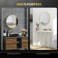 HOMCOM Espejo de Baño Espejo de Pared Espejo Decorativo con Marco de Aluminio y Gancho Fácil Instalación para Salón Entrada Pasillo Dorado - details 3