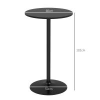 HOMCOM Mesa de Bar Redonda Mesa Alta de Cocina Moderna con Encimera Laminada y Marco de Acero para 2 Personas para Casa Comedor Ø60x102 cm Negro - details 2