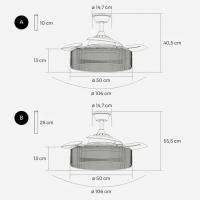 Mellerware - Ventilador de Techo Brizy Bright RATAN, Ultrasilencioso, 3 Aspas Retráctiles, Motor DC 40W, Función Verano-Invierno, Temporizador, LED - details 2