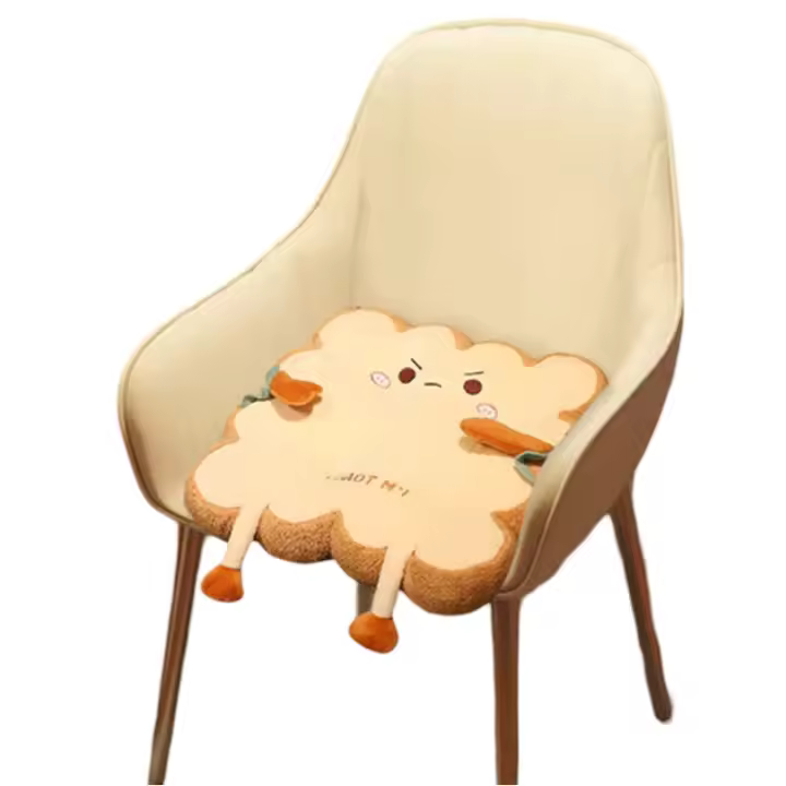 Cojín de almohada de pan tostado con emoji agraviado, cojín de felpa de comida divertida de juguete de peluche Kawaii - 1