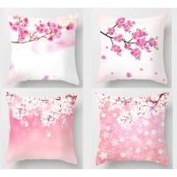 Funda De Cojín Cuadrada Rosa Con Flores 40x40 45x45 50x50 60x60 Cubierta Suave Para Sala De Estar/Mesa De Dormitorio - details 0