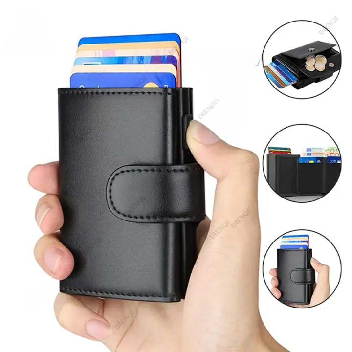 Microfibra de cuero carteras Moda titular de la tarjeta Trifold cartera dinero Bolsas intelente Delgada - 1
