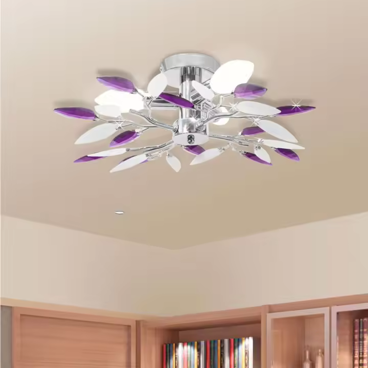 VidaXL Lámpara de techo con brazos de cristal con hojas E14 Ø45x15 cm - 1