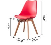 Juego de 4 sillas tulipán con patas de madera, mueble estilo nórdico medieval, con asiento acolchado de cuero sintético, para escritorio, comedor, dormitorio, balcón o restaurante BAR hosteleria, OFICINA Mesa de comedor nórdica cocina NEGRO - details 1