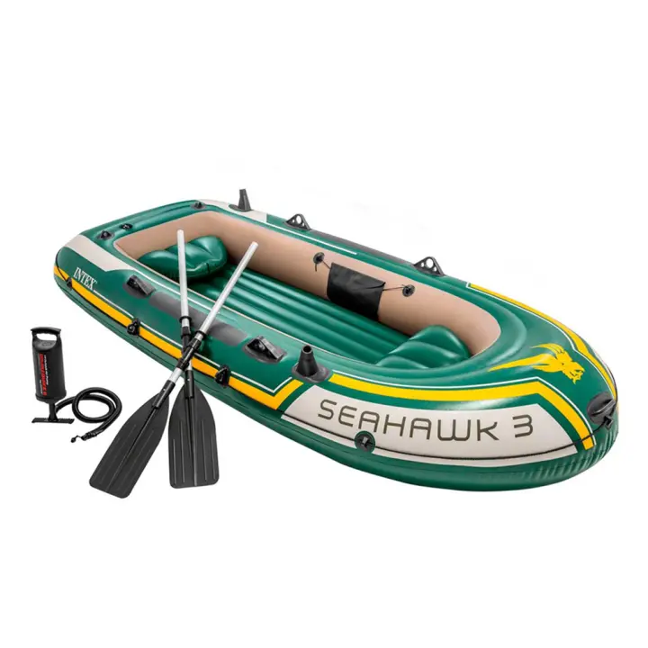 Barca para 3 personas Seahawk con 3 cámaras de aire + remos con mango de aluminio + bomba de hinchado + accessorios 295X137X43 cm (Color Baby 68380) - 1