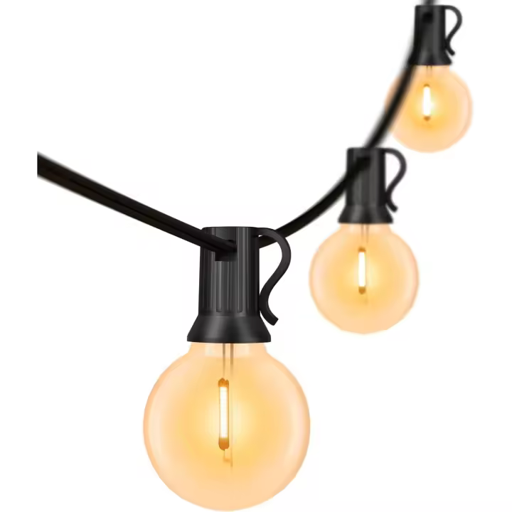 Guirnaldas de luces para exteriores, 15M/50FT G40 Luces de hadas LED con 25+1 bombillas, 0.2W, Guirnalda interior exterior impermeable, Guirnalda decorativa conectable para jardín, fiesta, Navidad, cálido [Clase de eficiencia energética A+++] - 1