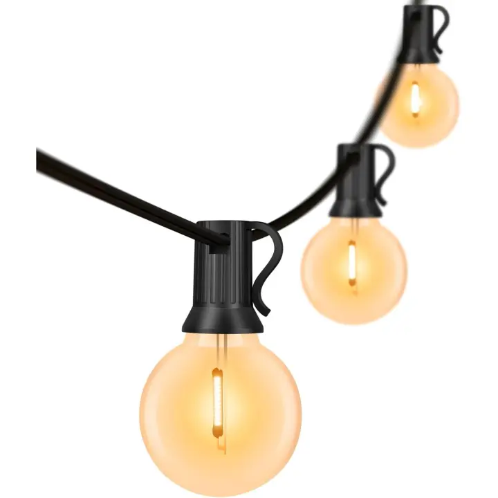 Guirnaldas de luces para exteriores, 15M/50FT G40 Luces de hadas LED con 25+1 bombillas, 0.2W, Guirnalda interior exterior impermeable, Guirnalda decorativa conectable para jardín, fiesta, Navidad, cálido [Clase de eficiencia energética A+++] - 1