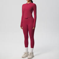 SSITO Traje de Yoga de 2 UDS., Conjunto Deportivo de Gimnasio para Mujer, chándales para correr con Cremallera, ropa Deportiva de entrenamiento, Camisa Deportiva Larga de manga, ropa de Yoga - details 44