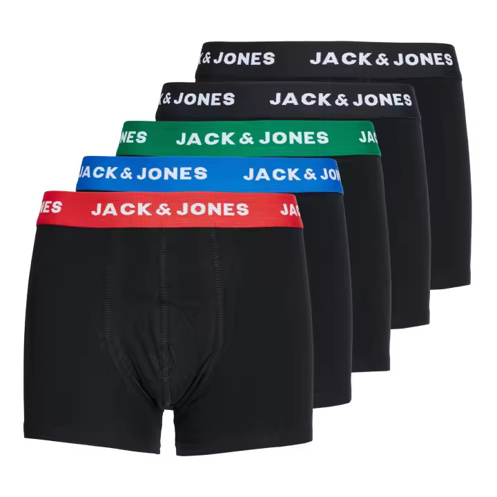 JACK&JONES Calzoncillos bóxer para niño, lote de 5 - JACHUEY TRUNKS, algodón elástico, logo en la cintura JACHUEY TRUNKS 5 PACK JNR - 1