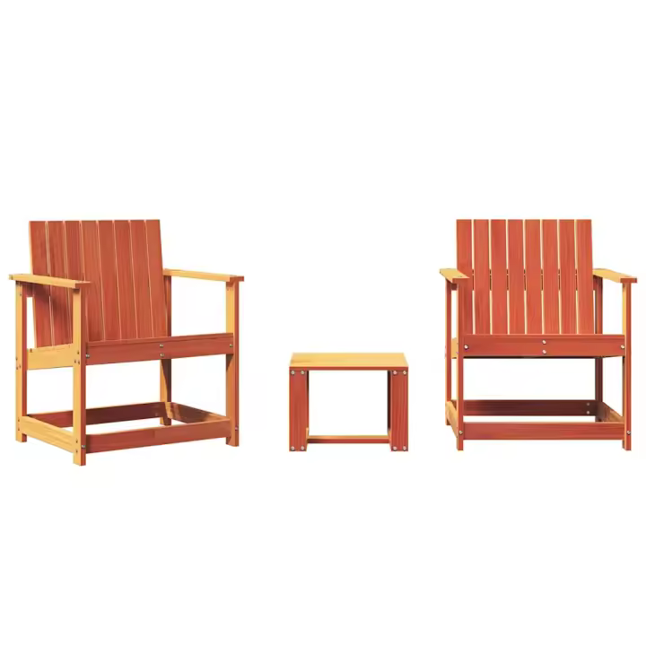 Madera maciza Pino marron Wax Juego de muebles Jardín 3 pzas - 1