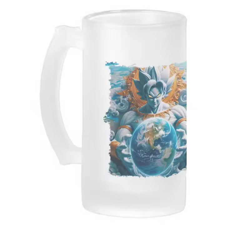 MERCHANDMANIA JARRA CERVEZA CRISTAL broly dios god ssj ultra instinto mundo universo z esmerilada esmerilado 500ml - 1