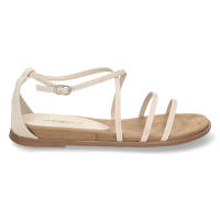 Davinia Shoes Sandalia Plana de Mujer, Comoda, con Tiras Finas Cruzadas, Estilo Casual, y Cierre de Hebilla Shoes&Blues.es M3455-Beige - details 1