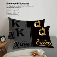 Juego De Cama Moderno 3 Piezas Diseño K Y Q En Negro Y Gris Funda De Almohada Suave Y Cómoda Transpirable Para Dormitorio Y Hotel - details 4